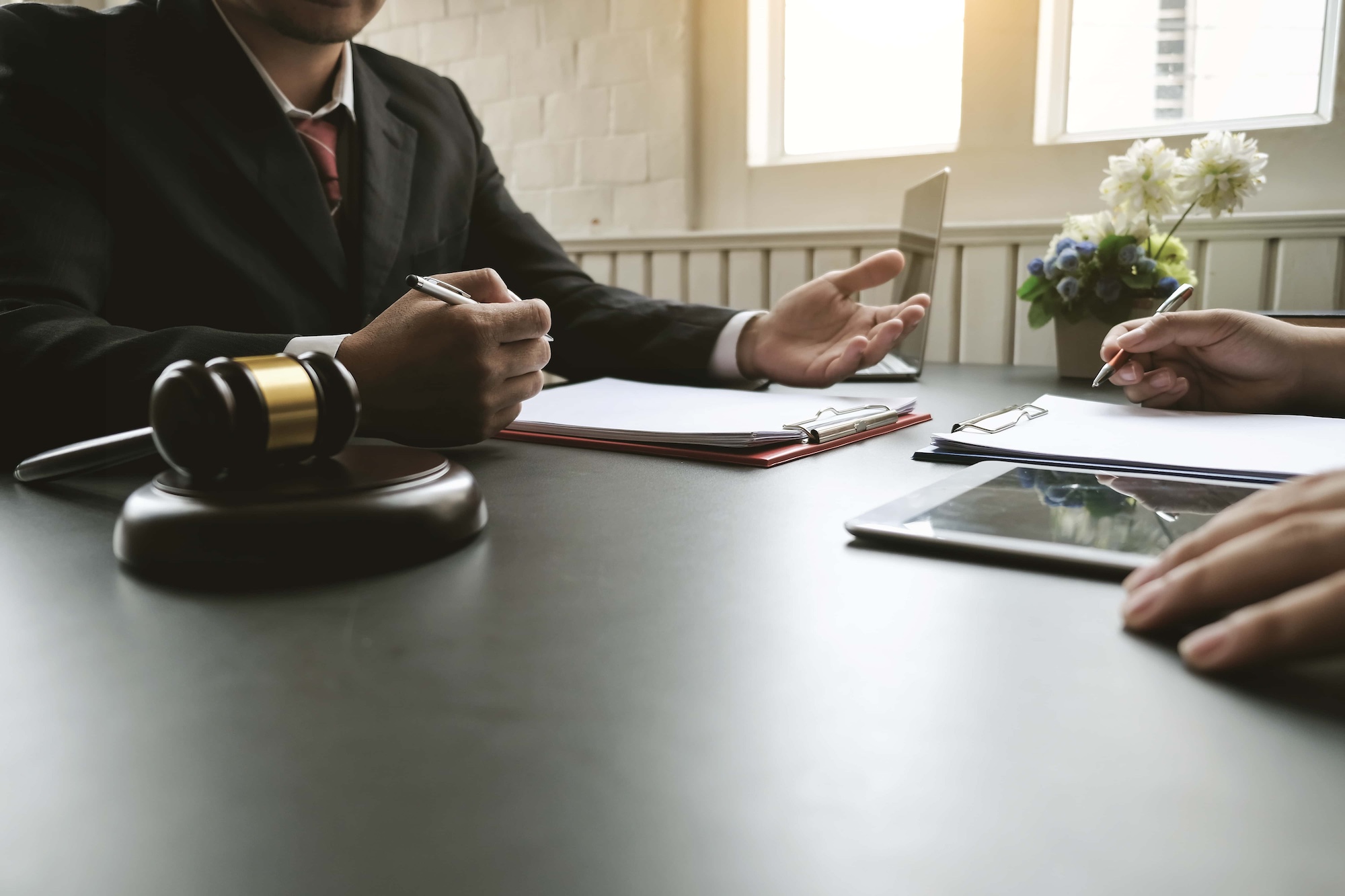 lawyer consultation with his client in the office of the attorney